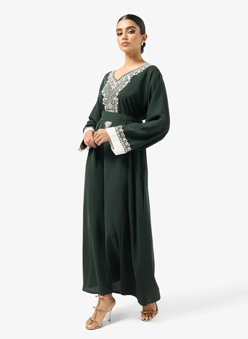 hayas closet  Embroidered Belted Jalabiya for Women | Best Price UAE